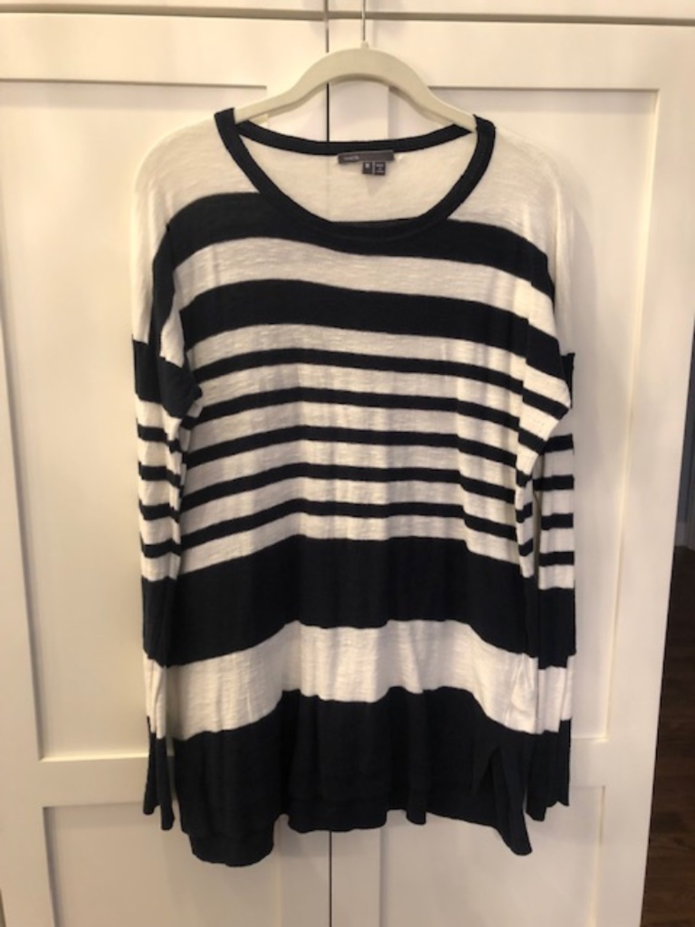 Vince Navy & White Stripe 100% Cotton Lightweight Sweater-Size M (oversized)